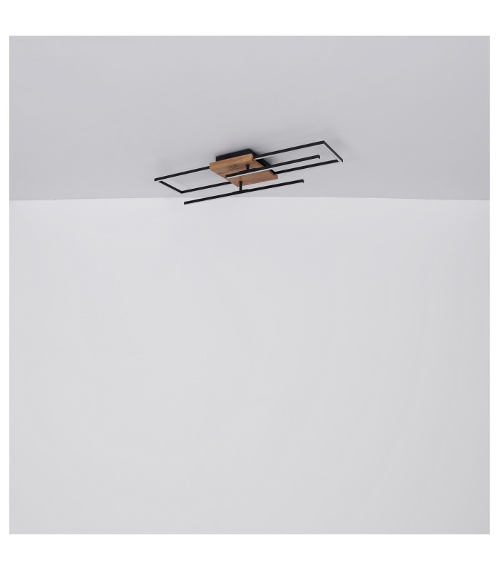 Kendra 80x20cm Integrated LED Semi Flush Ceiling Light Matt Black 2x LED 3000K-9
