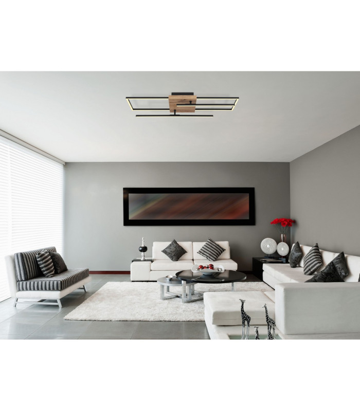 Kendra 80x20cm Integrated LED Semi Flush Ceiling Light Matt Black 2x LED 3000K-10