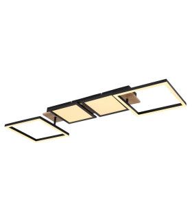 Bossy 4 Square Integrated LED Semi Flush Ceiling Light Matt Black 4x LED 3000K-1