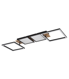 Bossy 4 Square Integrated LED Semi Flush Ceiling Light Matt Black 4x LED 3000K-2