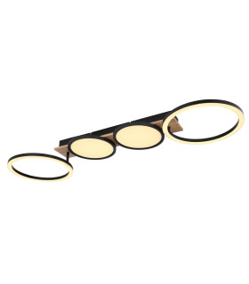 Bossy 4 Ring Integrated LED Semi Flush Ceiling Light Matt Black 4x LED 3000K-1