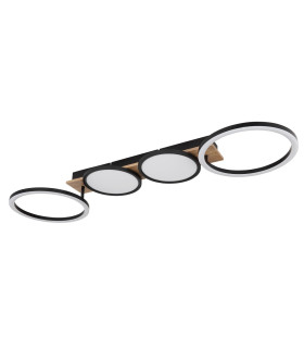 Bossy 4 Ring Integrated LED Semi Flush Ceiling Light Matt Black 4x LED 3000K-2
