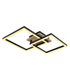 Bossy Twin Square Integrated LED Semi Flush Ceiling Light Matt Black 2x LED 3000K-1