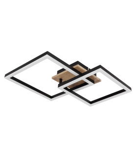 Bossy Twin Square Integrated LED Semi Flush Ceiling Light Matt Black 2x LED 3000K-2