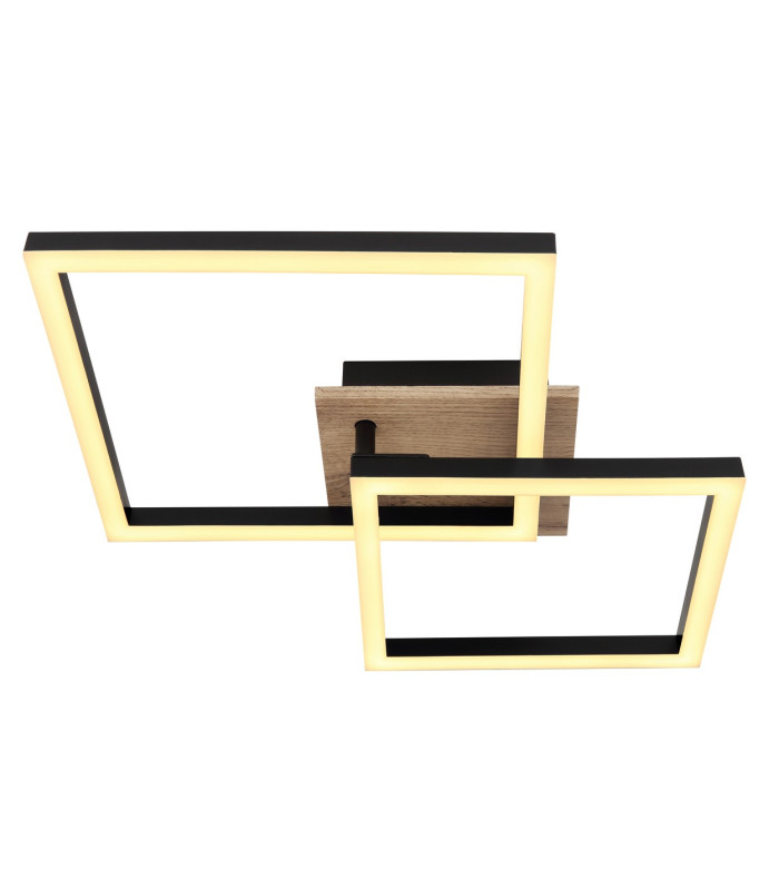 Bossy Twin Square Integrated LED Semi Flush Ceiling Light Matt Black 2x LED 3000K-3