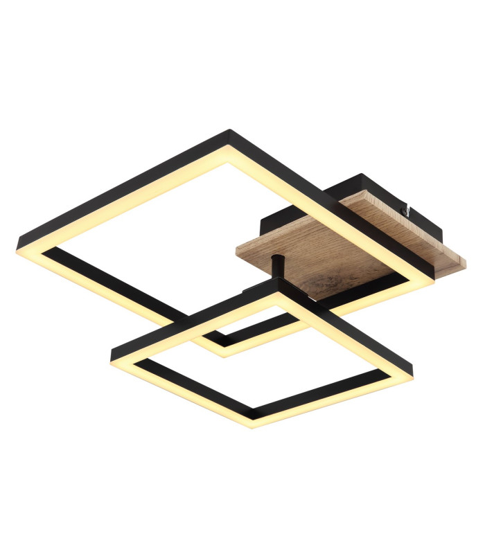 Bossy Twin Square Integrated LED Semi Flush Ceiling Light Matt Black 2x LED 3000K-5