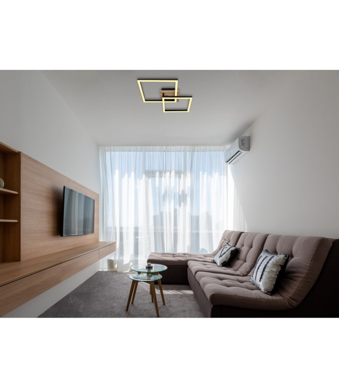 Bossy Twin Square Integrated LED Semi Flush Ceiling Light Matt Black 2x LED 3000K-6