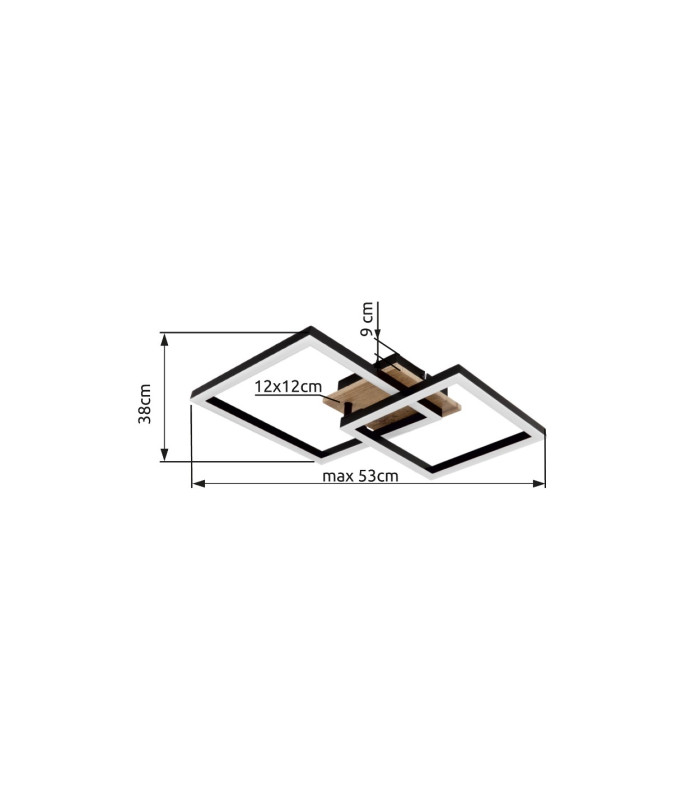 Bossy Twin Square Integrated LED Semi Flush Ceiling Light Matt Black 2x LED 3000K-7