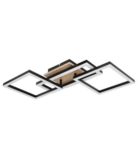 Bossy 3 Square Integrated LED Semi Flush Ceiling Light Matt Black 3x LED 3000K-2