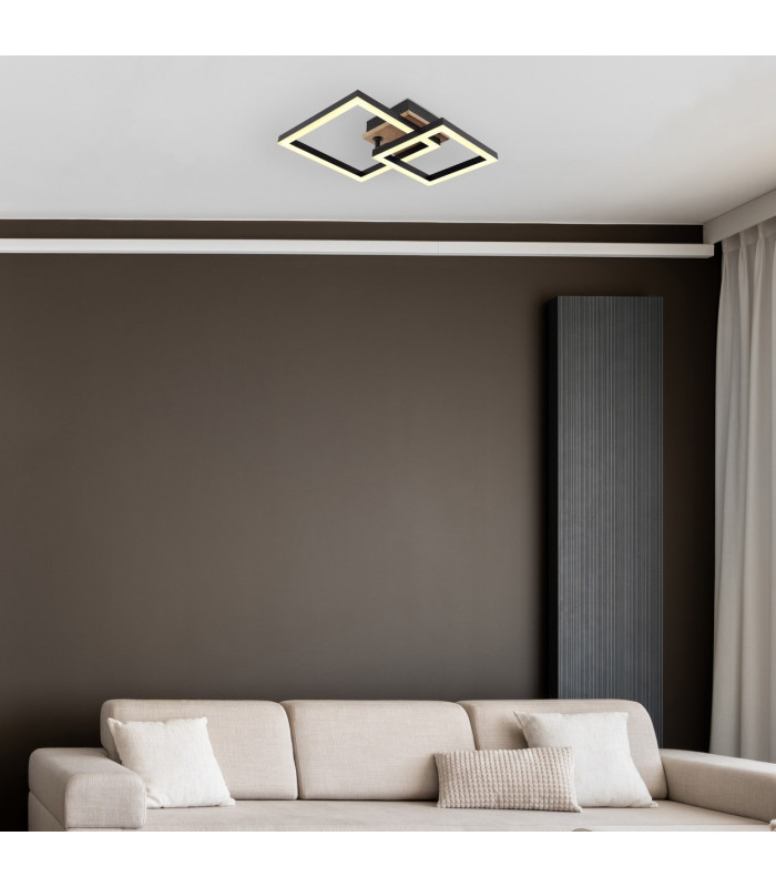 Bard Integrated LED Semi Flush Ceiling Light Matt Black 2x LED 3000K-6