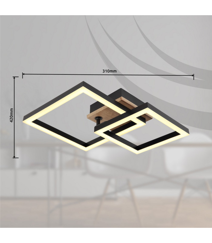 Bard Integrated LED Semi Flush Ceiling Light Matt Black 2x LED 3000K-8
