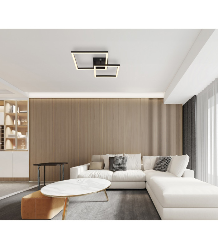 Tyler Integrated LED Semi Flush Ceiling Light Matt Black 2x LED 3000K-9