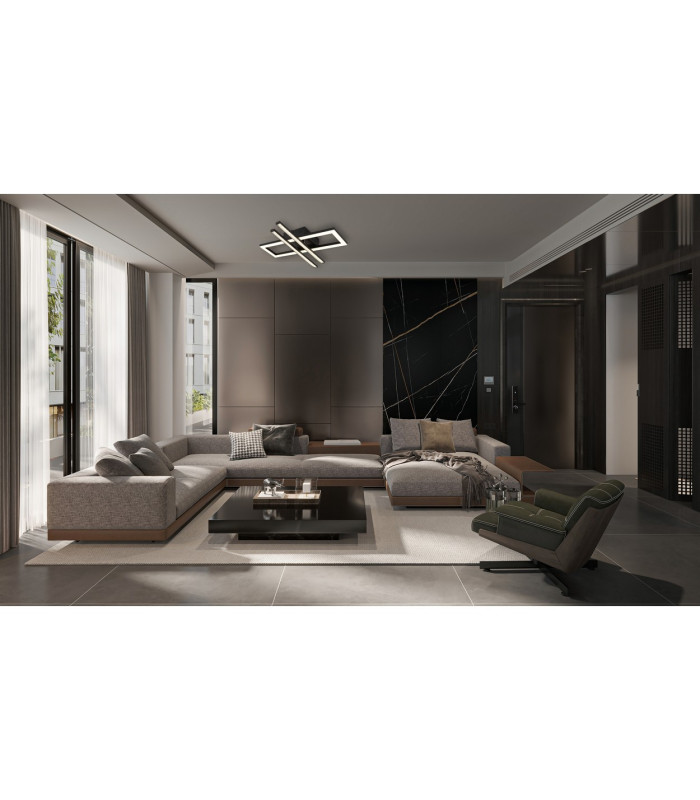 Highway Integrated LED Semi Flush Ceiling Light Matt Black 2x LED 4000K-9