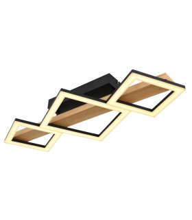 Dustin 3 Square Integrated LED Semi Flush Ceiling Light Matt Black 3x LED 3000K-1