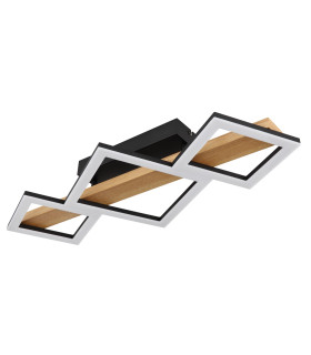 Dustin 3 Square Integrated LED Semi Flush Ceiling Light Matt Black 3x LED 3000K-2