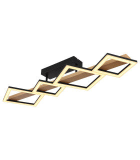 Dustin 4 Square Integrated LED Semi Flush Ceiling Light Matt Black 4x LED 3000K-1