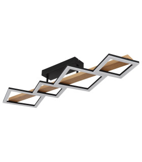 Dustin 4 Square Integrated LED Semi Flush Ceiling Light Matt Black 4x LED 3000K-2