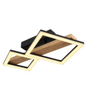 Dustin 2 Square Integrated LED Semi Flush Ceiling Light Matt Black 2x LED 3000K-1