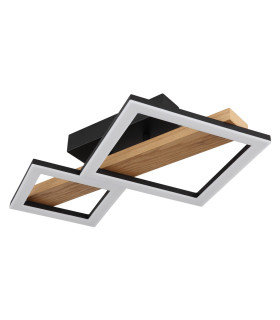 Dustin 2 Square Integrated LED Semi Flush Ceiling Light Matt Black 2x LED 3000K-2
