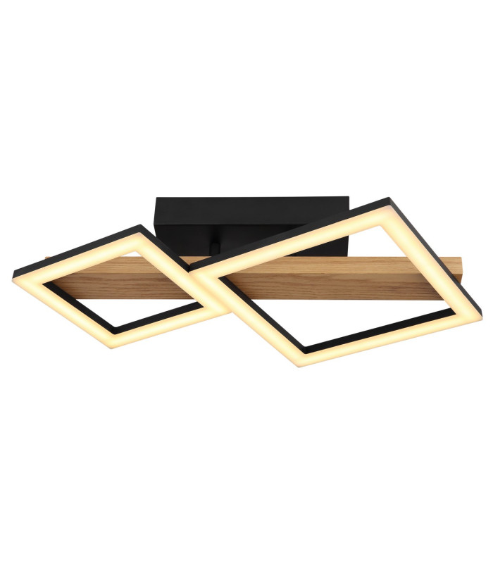 Dustin 2 Square Integrated LED Semi Flush Ceiling Light Matt Black 2x LED 3000K-3