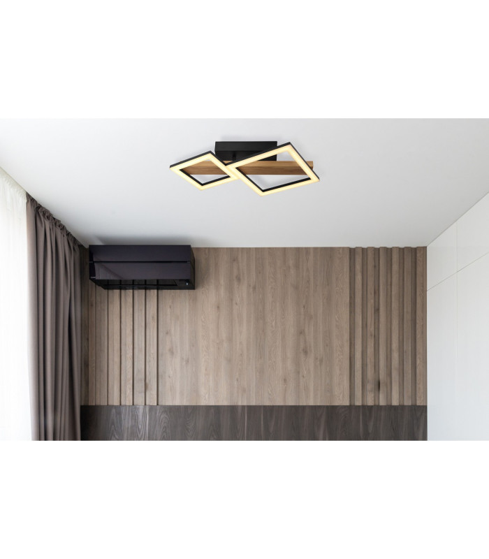 Dustin 2 Square Integrated LED Semi Flush Ceiling Light Matt Black 2x LED 3000K-8