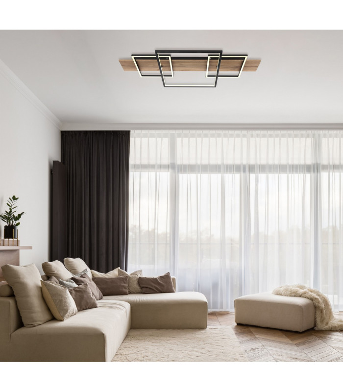 Vanni 95x40cm Integrated LED Semi Flush Ceiling Light Matt Black 3x LED 3000K-8