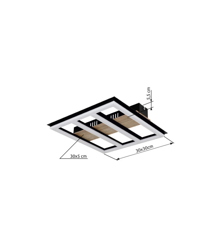 Froomy 30cm Integrated LED Semi Flush Ceiling Light Matt Black LED 3000K-9