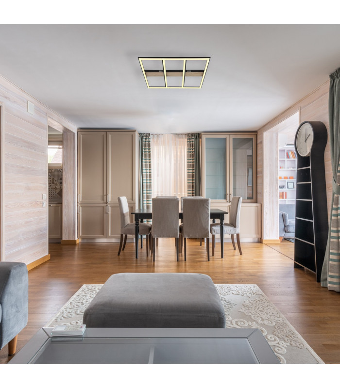 Froomy 60cm Integrated LED Semi Flush Ceiling Light Matt Black LED 3000K-5