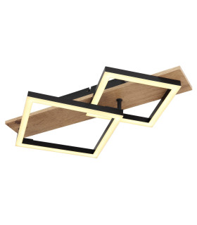 Beatrix Integrated LED Semi Flush Ceiling Light Matt Black Twin Square LED 3000K-1