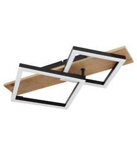 Beatrix Integrated LED Semi Flush Ceiling Light Matt Black Twin Square LED 3000K-2