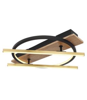 Beatrix 40cm Integrated LED Semi Flush Ceiling Light Matt Black Single Ring Rotating Rods LED 3000K-1