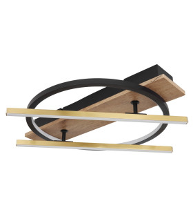 Beatrix 40cm Integrated LED Semi Flush Ceiling Light Matt Black Single Ring Rotating Rods LED 3000K-2