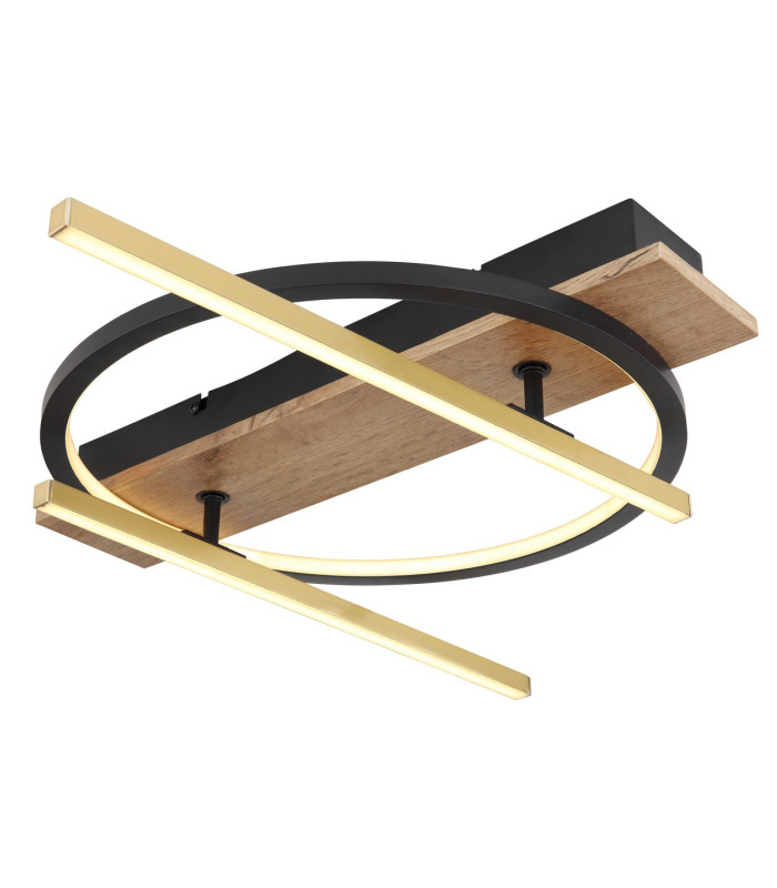 Beatrix 40cm Integrated LED Semi Flush Ceiling Light Matt Black Single Ring Rotating Rods LED 3000K-7