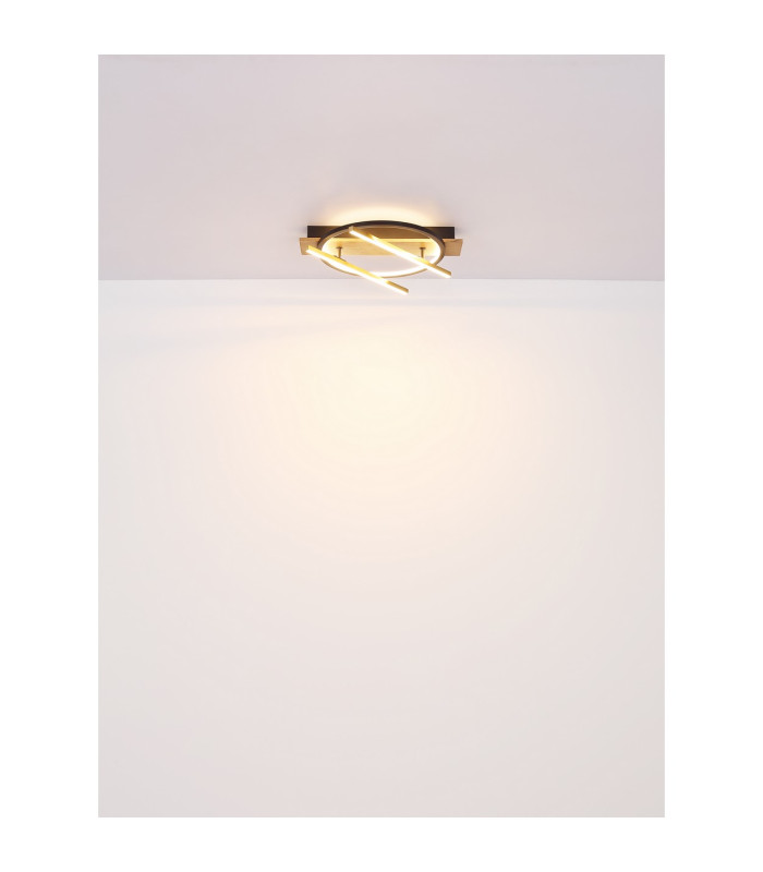 Beatrix 40cm Integrated LED Semi Flush Ceiling Light Matt Black Single Ring Rotating Rods LED 3000K-9