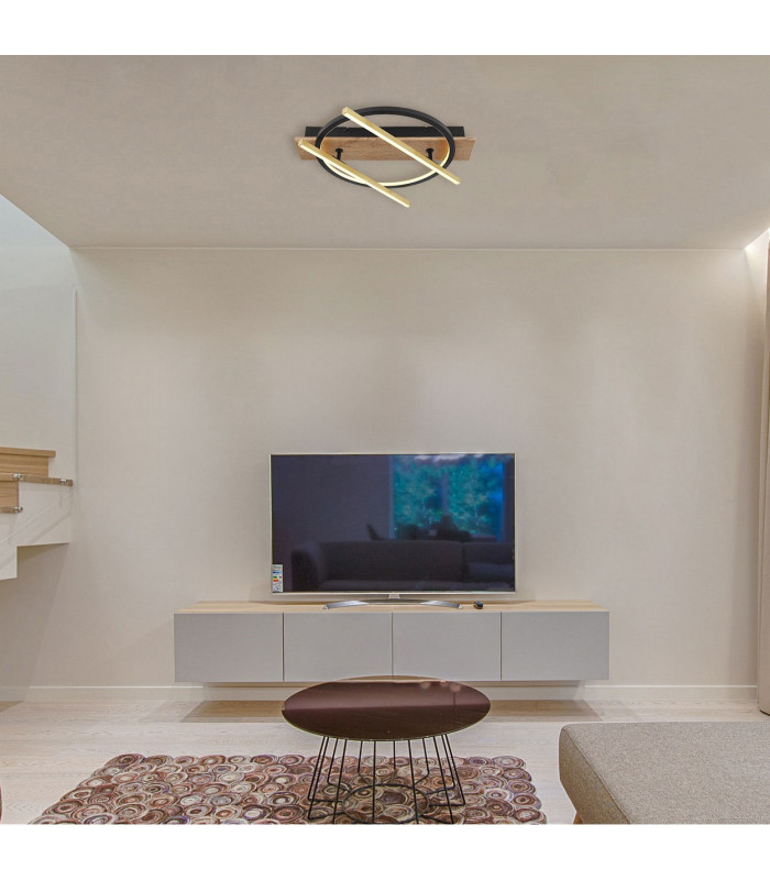 Beatrix 40cm Integrated LED Semi Flush Ceiling Light Matt Black Single Ring Rotating Rods LED 3000K-11