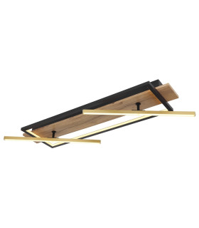 Beatrix 40x80cm Integrated LED Semi Flush Ceiling Light Matt Black Rectangular Rotating Rods LED 3000K-1