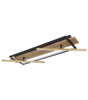 Beatrix 40x80cm Integrated LED Semi Flush Ceiling Light Matt Black Rectangular Rotating Rods LED 3000K-2