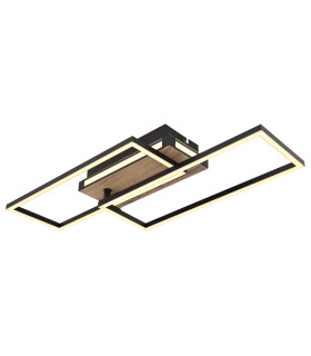 Colli Integrated LED Semi Flush Ceiling Light Matt Black 2 Rotatable Rectangles LED 3000K-1
