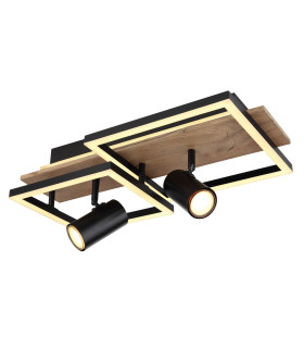 Kassu 50x27cm Integrated LED Semi Flush Ceiling Light Matt Black 2x LED 3000K-1