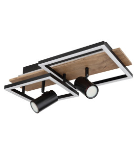 Kassu 50x27cm Integrated LED Semi Flush Ceiling Light Matt Black 2x LED 3000K-2
