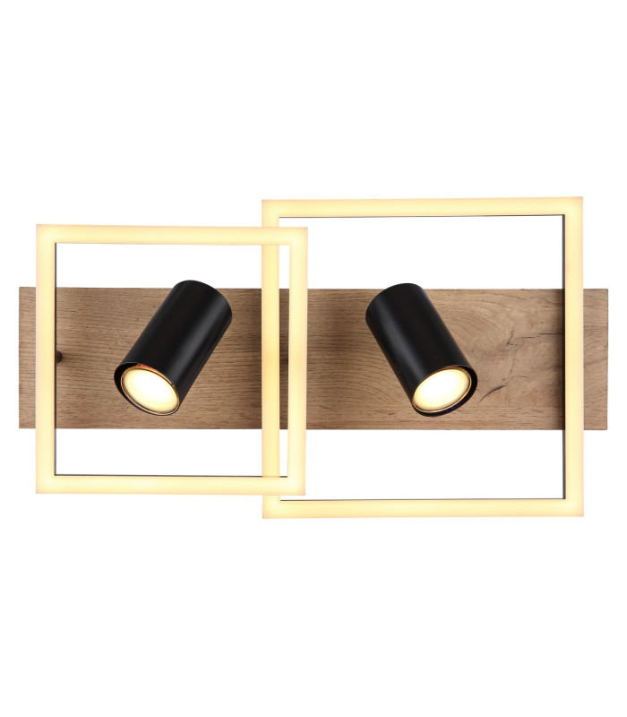 Kassu 50x27cm Integrated LED Semi Flush Ceiling Light Matt Black 2x LED 3000K-4