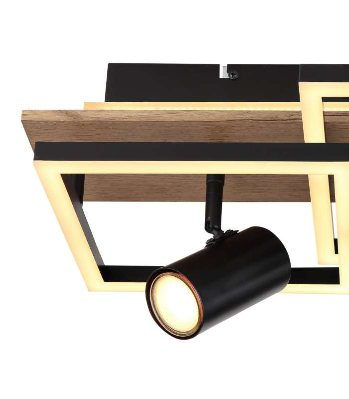 Kassu 50x27cm Integrated LED Semi Flush Ceiling Light Matt Black 2x LED 3000K-5