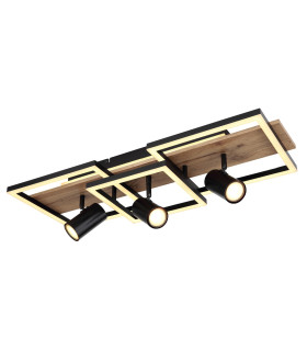 Kassu 72x27cm Integrated LED Semi Flush Ceiling Light Matt Black 3x LED 3000K-1