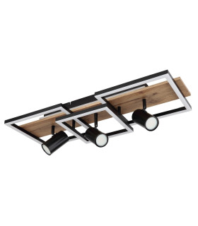 Kassu 72x27cm Integrated LED Semi Flush Ceiling Light Matt Black 3x LED 3000K-2