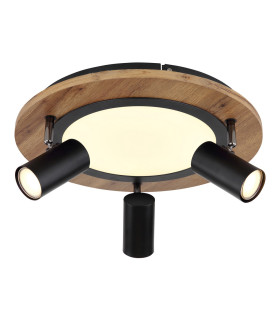 Kassu Round Integrated LED Semi Flush Ceiling Light Matt Black 3x LED 3000K-1