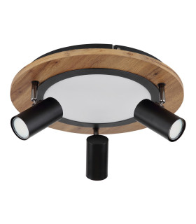 Kassu Round Integrated LED Semi Flush Ceiling Light Matt Black 3x LED 3000K-2