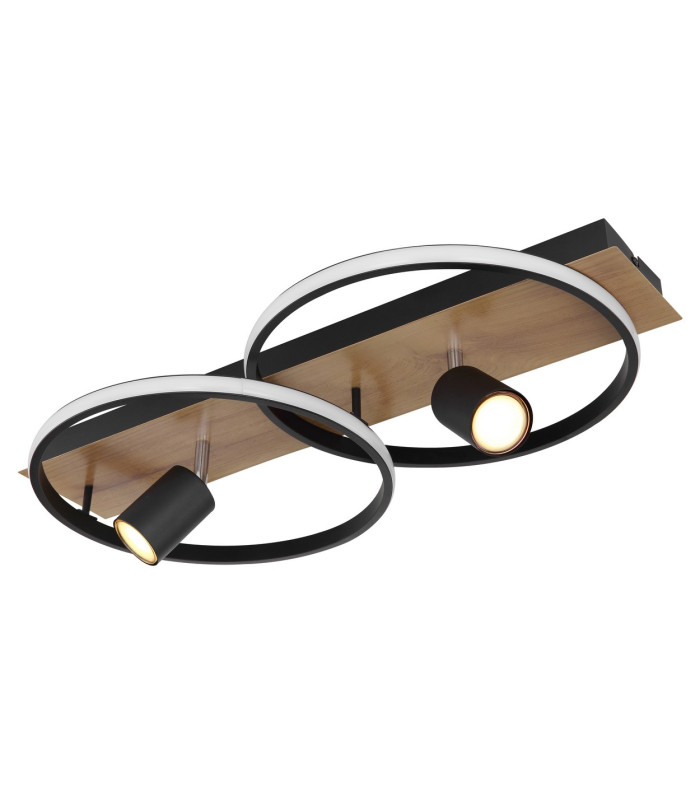 Danny Integrated LED Semi Flush Ceiling Light Matt Black 2x LED 3000K-7