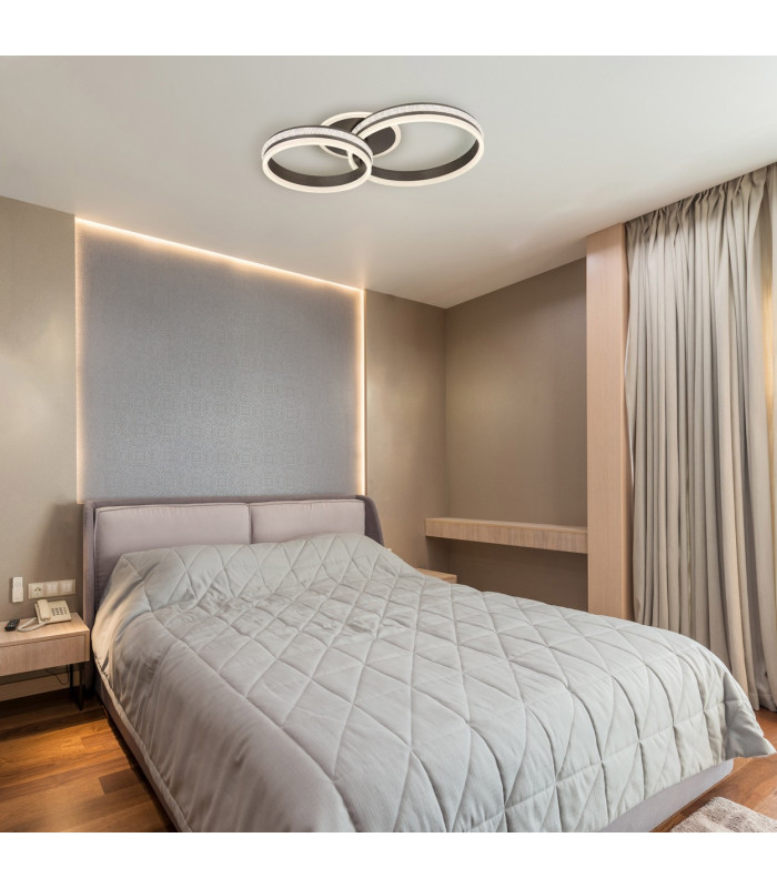 Grouni Integrated LED Semi Flush Ceiling Light Titanium Color Brushed 2x LED Dimmable 2700-6000K Remote Control-10