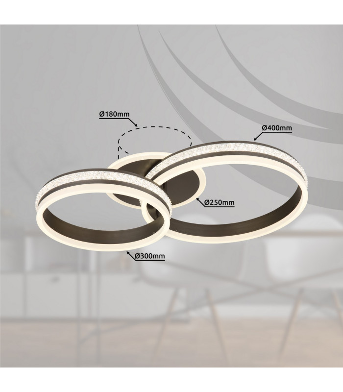 Grouni Integrated LED Semi Flush Ceiling Light Titanium Color Brushed 2x LED Dimmable 2700-6000K Remote Control-12