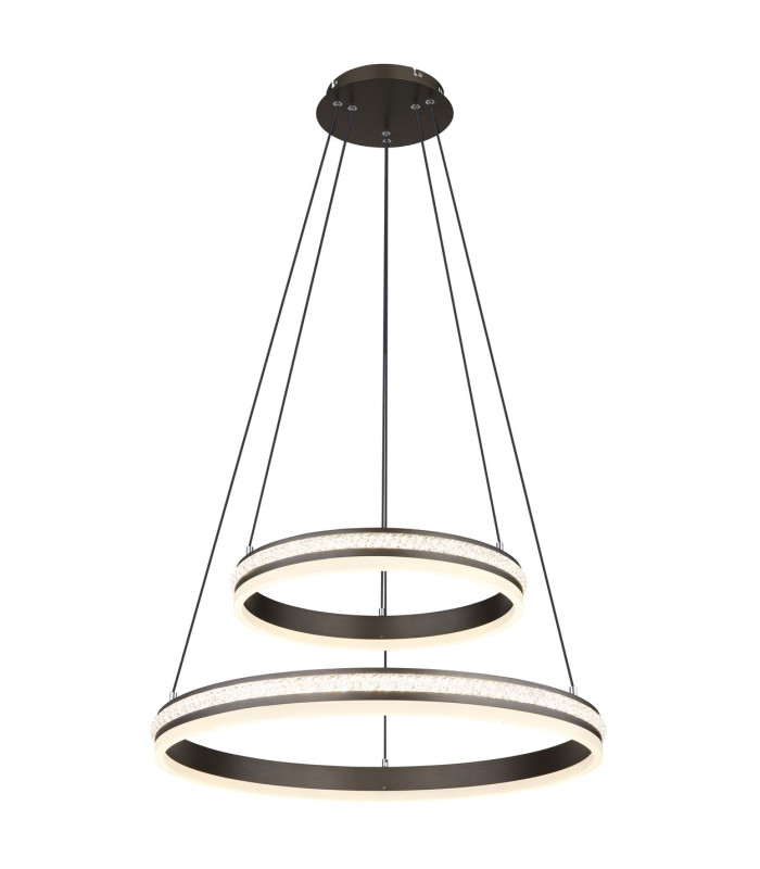 Grouni Pendant Ceiling Light Titanium Color Brushed 2x LED Dimmable 2700-6000K Remote Control-6